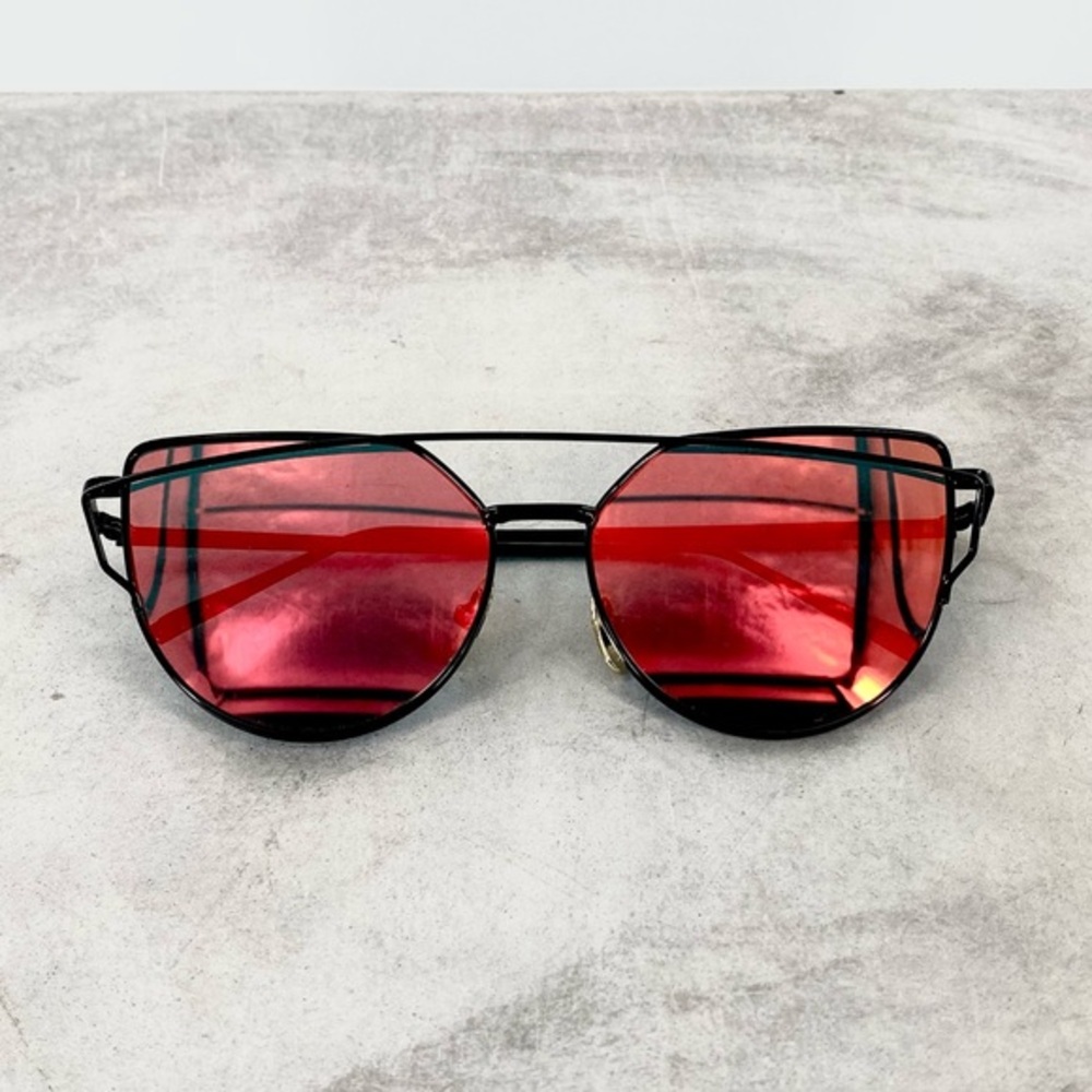 Red Orange Color Shifting Mirror Cateye Cat Eye Sunglasses